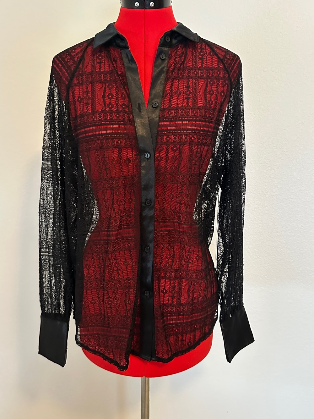 Jason Wu Black Lace Blouse with satin finish size small